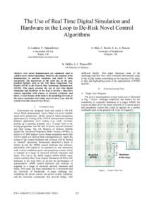 The Use of Real Time Digital Simulation and Hardware in the Loop to De-Risk Novel Control Algorithms