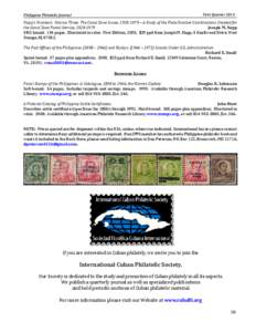 First Quarter[removed]Philippine Philatelic Journal Napp’s Numbers: Volume Three: The Canal Zone Issues, [removed] – A Study of the Plate Number Combinations Created for the Canal Zone Postal Service, [removed]