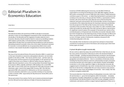Pluralism in Economics Education