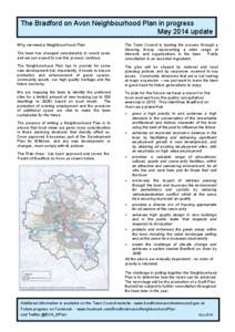 The Bradford on Avon Neighbourhood Plan in progress May 2014 update February 2014 update Why we need a Neighbourhood Plan