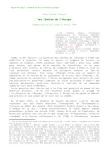 http://www.asmp.fr - Académie des Sciences morales et politiques.  Jean-Claude CASANOVA Les limites de l’Europe Communication du lundi 6 avril 1998