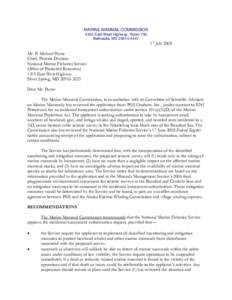 MARINE MAMMAL COMMISSION 4340 East-West Highway, Room 700 Bethesda, MD[removed]July 2008 Mr. P. Michael Payne