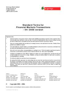 St.George Bank Limited Group Treasury & Capital Markets ABN[removed]Standard Terms for