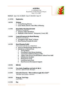 AGENDA A workshop of the Rural Policy & Best Practices Project June 13-19, 2007  HAWAII - June 13 & 14, MAUI - June 15, KAUAI - June 19