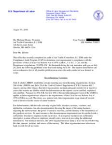 U.S. Department of Labor  Office of Labor-Management Standards Cleveland District Office 1240 East 9th Street, Suite 831 Cleveland, OH 44199