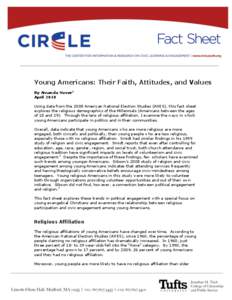 Young Americans: Their Faith, Attitudes, and Values By Amanda Nover1 April 2010 Using data from the 2008 American National Election Studies (ANES), this fact sheet explores the religious demographics of the Millennials (