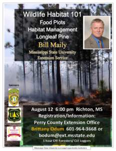 Sponsors  August 12 6:00 pm Richton, MS Registration/Information: Perry County Extension Office Brittany Odum[removed]or