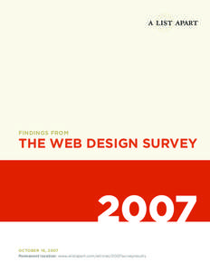 Findings From  the Web Design Survey 2007 October 16, 2007