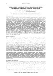 SALINE ACID SULFATE SOILS IN DISCHARGE AREAS;             THE APPLICATION OF Pb ISOTOPES IN PROCESS STUDIES