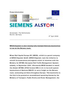 Siemens / Dispolok / Mitsui Rail Capital / European Rail Traffic Management System / Betuweroute / European Train Control System / Alstom / MRCE / Transport / Land transport / Rail transport