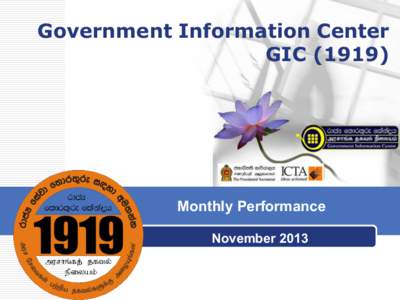 Government Information Center GIC[removed]Monthly Performance November 2013