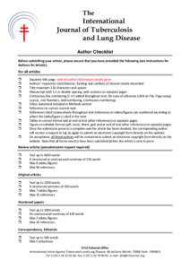 The  International Journal of Tuberculosis and Lung Disease Author Checklist