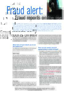 Fraud alert: Fraud reports onthe rise