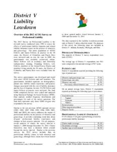 District V Liability Lowdown Overview of the 2012 ACOG Survey on Professional Liability