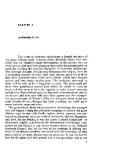 CHAPTER 1  INTRODUCTION The study of economic malacology is largely the story of the giant African snail, Achatina fulica Bowdich. More than anything else, the relatively rapid development of this species into the