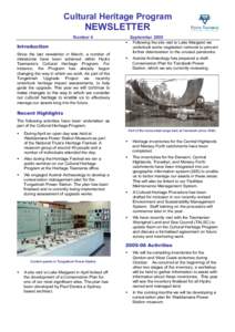 Cultural Heritage Program  NEWSLETTER Number 4  Introduction