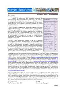    Newsletter ­ Issue 3 ­ November 2008  ber 2008  Dear Readers,   