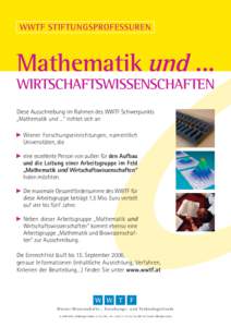 WWTF STIFTUNGSPROFESSUREN  Mathematik ...