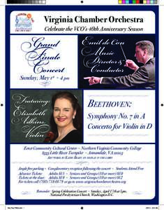 Virginia Chamber Orchestra Celebrate the VCO’s 40th Anniversary Season Grand Finale Concert