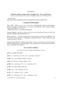 Jérôme Ducor : « Shandao et Hônen, à propos du livre de Julian F. Pas : Visions of Sukhâvatî » Journal of the International Association of Buddhist Studies, [removed]), p[removed]Article en ligne : http://arc