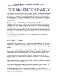 The Canaday Family History UPDATED OCTOBER 3, 2007 Addenda North Carolina Families  Page 1