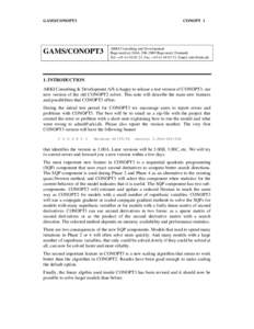 GAMS/CONOPT3  CONOPT 1 GAMS/CONOPT3