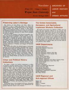 1971 Newsletter Archives of Labor and Urban Affairs, Wayne State University