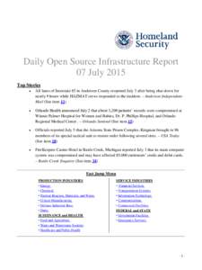 Department of Homeland Security Daily Open Source Infrastructure Report