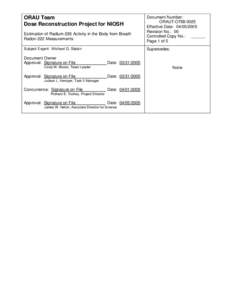 ORAU Team Dose Reconstruction Project for NIOSH Estimation of Radium-226 Activity in the Body from Breath Radon-222 Measurements Subject Expert: Michael G. Stabin