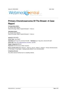 Article ID: WMC00553Primary Chondrosarcoma Of The Breast: A Case Report