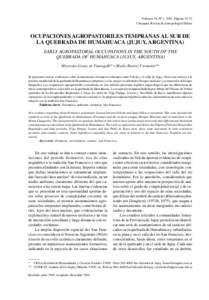 34, Nº 1, 2002. Páginas[removed]Ocupaciones Agropastoriles Tempranas al Sur de la Quebrada deVolumen Humahuaca…