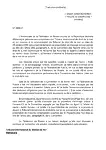 (Traduction du Greffe) [Tampon portant la mention : « Reçu le 23 octobre 2013 » (initiales)]  N° 3838/H