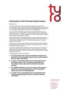 Tyro Payments Ltd - FSI terms of reference