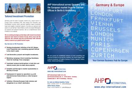 AHP International serves Germany and the European market from its German Offices in Berlin & Heidelberg. Germany & Europe