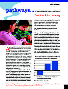 pathways BrieF 1  pathways... to early Childhood higher eduCation: