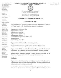 Committee on Legal Services R ep. A nne McG ihon, C hair S en. Jennifer V eiga, V ice C hair R ep. T errance C arroll R ep. R osem ary M arshall R ep. Bob McC luskey