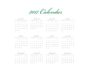 2017 Calendar January 2017 FebruaryS