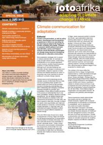 jotoafrika adapting to climate change in Africa SPECIAL ISSUE Issue 12 June 2013