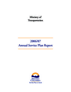 Ministry of Transportation[removed]Annual Service Plan Report