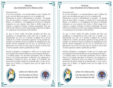 Oración Año del Jubileo de la Misericordia Oración Año del Jubileo de la Misericordia