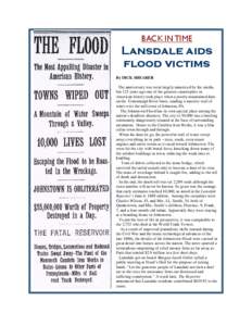 BACK IN TIME  Lansdale aids flood victims By DICK SHEARER The anniversary was went largely unnoticed by the media,