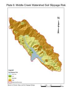 Plate 9. Middle Creek Watershed Soil Slippage Risk  ³ Legend  Soil Slippage Risk