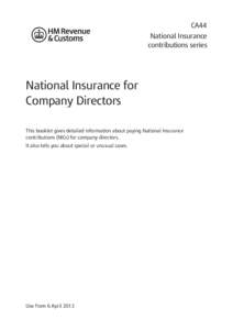 CA44[removed]National Insurance contribution series - National Insurance for Company Directors