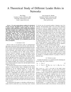 A Theoretical Study of Different Leader Roles in Networks Wei Wang Jean-Jacques E. Slotine