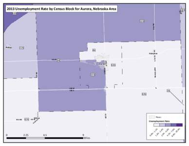 ´  2013 Unemployment Rate by Census Block for Aurora, Nebraska Area 1.3%