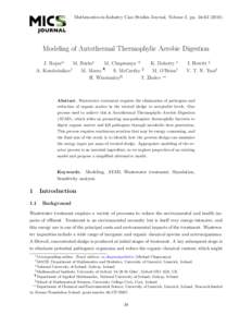 Mathematics-in-Industry Case Studies Journal, Volume 2, ppModeling of Autothermal Thermophylic Aerobic Digestion J. Rojas∗∗ M. Burke† M. Chapwanya ∗†