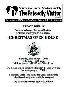 Saanich Volunteer Services Society  The Friendly Visitor Winter[removed]McRae House 1445 Ocean View Road Victoria V8P 1J8[removed]