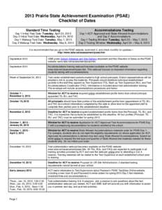 2013 PSAE Checklist of Dates