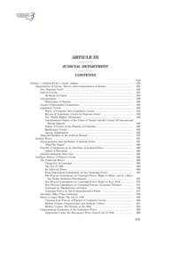 ARTICLE III JUDICIAL DEPARTMENT CONTENTS Page  Section 1. Judicial Power, Courts, Judges ...............................................................................