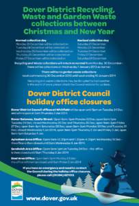 Dover District Recycling, Waste and Garden Waste collections between Christmas and New Year